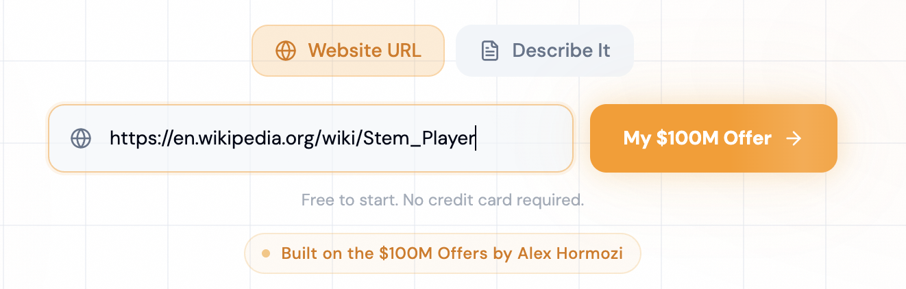 Million Offer - Stem Player URL input